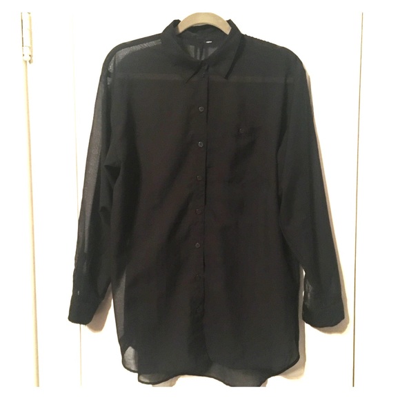 Sheer black button up - Picture 1 of 3